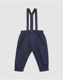Designer Kidz - Finley Linen Suspender Pants