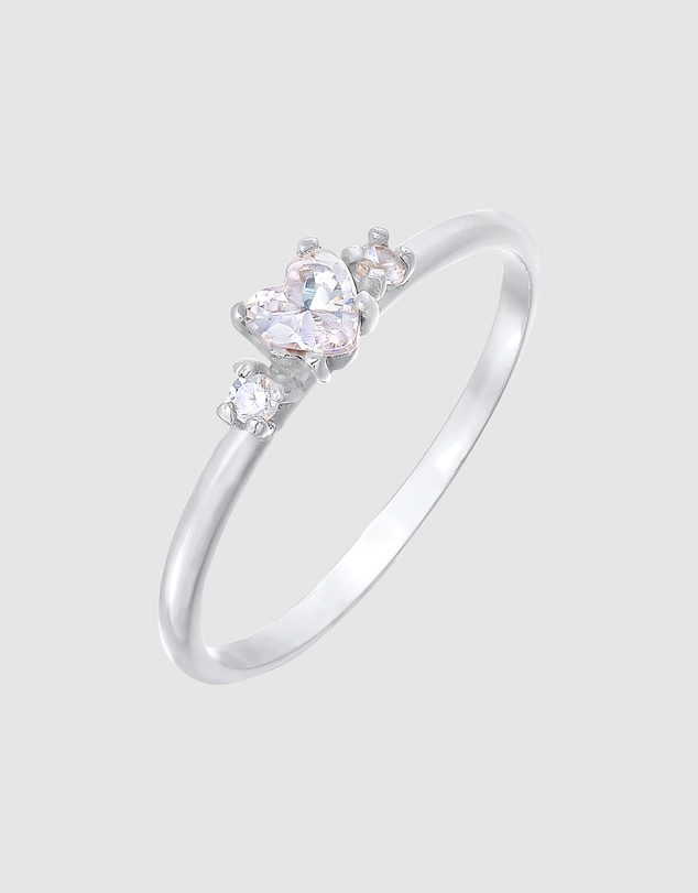 Elli Jewelry - Ring Zirconia Heart 925 Sterling Silver