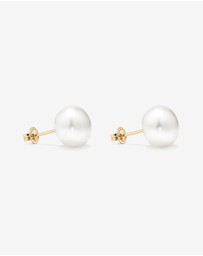 Michael Hill - 10.5-11mm Button Cultured Freshwater Pearl Stud Earrings in 10kt Yellow Gold