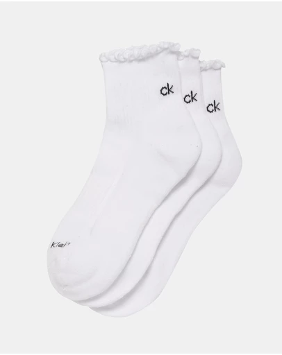 Calvin Klein - 3-Pack Ruffle Cushion Quarter Socks