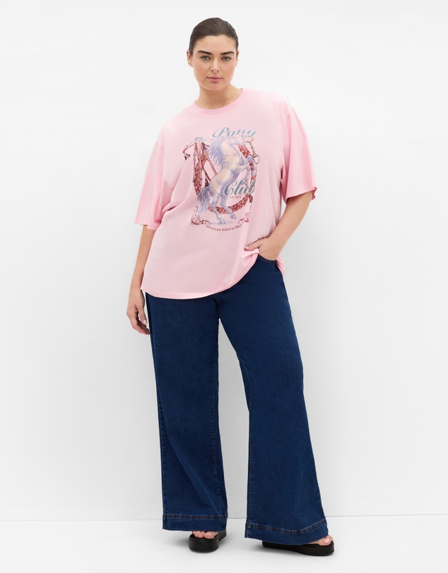 City Chic - Plus size Riders Club Cotton Tee - pink