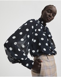 Witchery - Spot Print Tie Neck Blouse