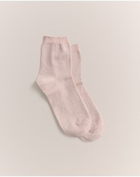 Trenery - Metallic Rib Crew Sock in Pink