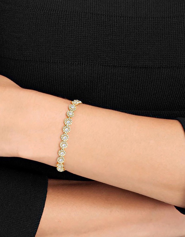 Swarovski - Una Angelic Tennis bracelet, Round cut, Pavé, Medium, White, Gold-tone plated