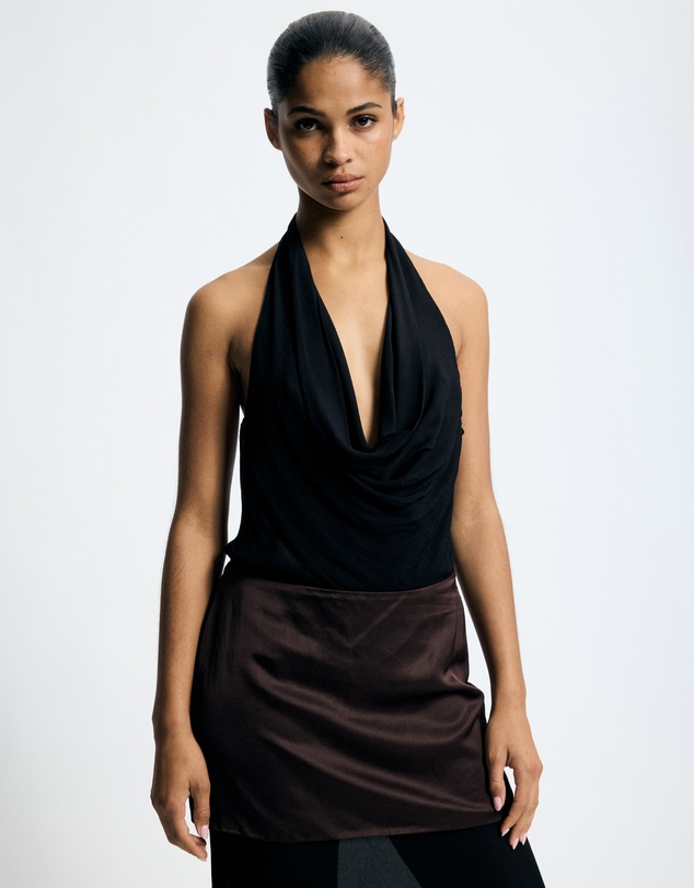 Lover - Jett Solid And Sheer Cowl Maxi Dress