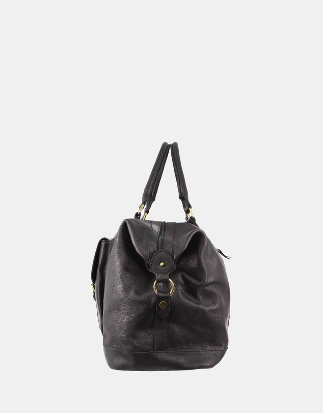 Pierre Cardin - Pierre Cardin Rustic Leather Business/Overnight Bag in Black