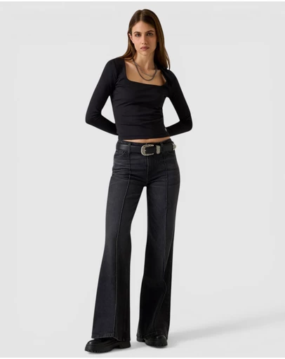 GUESS - GUESS JEANS High Rise Flare Jeans