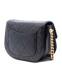 Pre-Loved by Azura Reborn - Pre-Loved Mini CC Quilted Shiny Calfskin Round Moon Messenger Flap