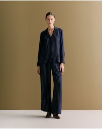 Trenery - Rope Stripe Long Sleeve Shirt in Navy