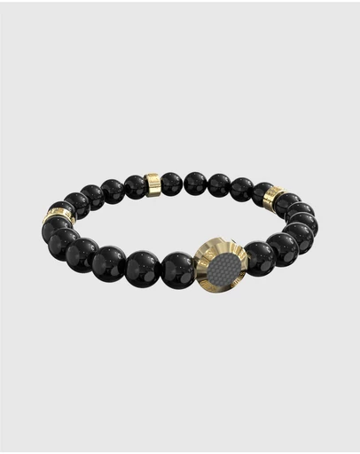 GUESS - Race Tager - Black & Gold Tone Bracelet