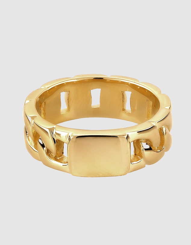 Kuzzoi - ICONIC EXCLUSIVE - Chunky Chain Band Ring in Gold-Plated 925 Sterling Silver