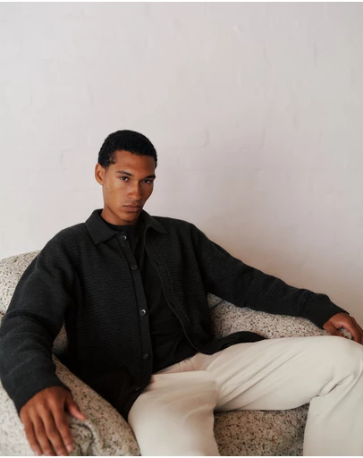 Trenery - Merino Textured Shacket in Charcoal Melange