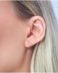 Georgini - Natural Opal And Two Natural Diamond October Gold Earrings