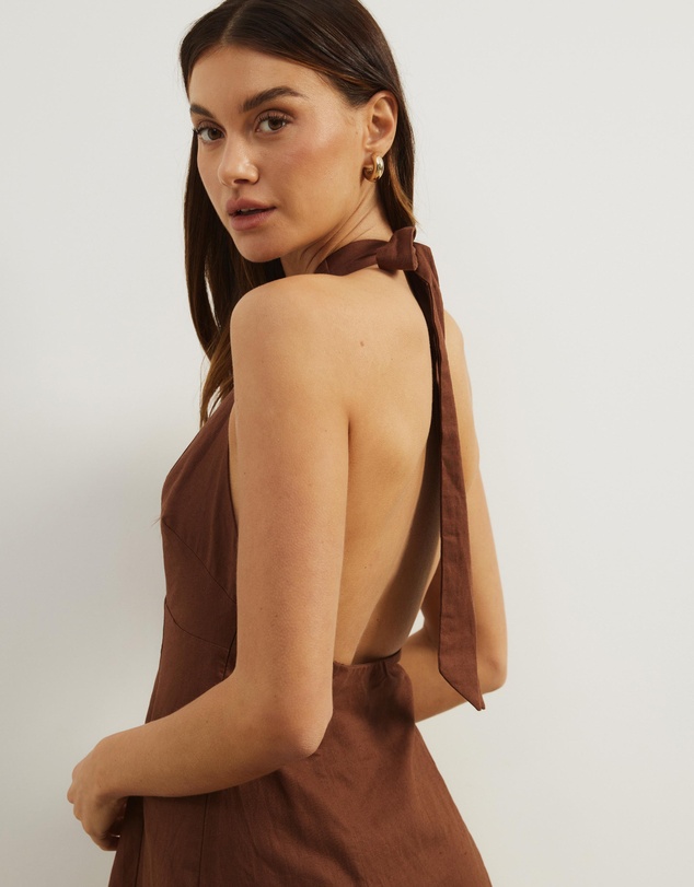 Atmos&Here - Drew Halter Linen Blend Mini Dress