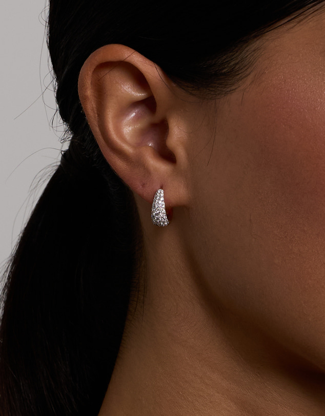 Michael Hill - Stardust Hoops with .72TW of Diamonds in 10kt Yellow Gold and Rhodium