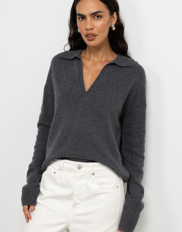 AERE - Asha Merino Wool Blend Polo Knit