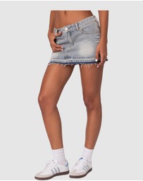 EDIKTED - Priyanka Distressed Denim Mini Skirt
