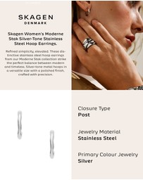 Skagen - Moderne Stak Silver Tone Earring