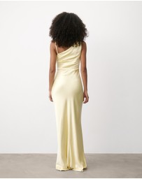 Six Stories - Cowl Front Asymmetrical Satin Bridesmaid Dress