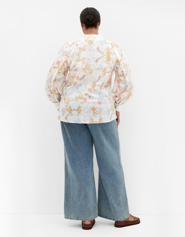 City Chic - Plus size Clover Opulent Print Shirt - ivory