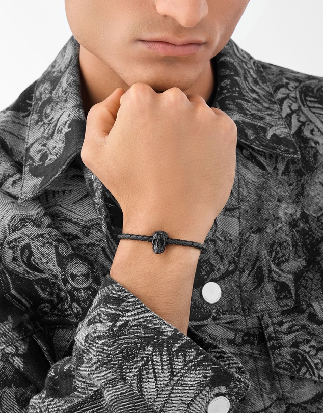 Philipp Plein - Plein Elite IP Black Crystal Skull Leather Bracelet