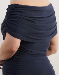 Atmos&Here Curvy - Bonnie Off Shoulder Mesh Maxi Dress