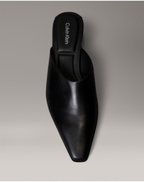 Calvin Klein - Leather Kitten Heel Mules