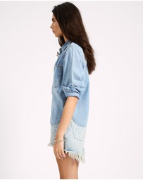 ONE TEASPOON - Nixie Classic Fit Denim Shirt - Fleetwood Blue