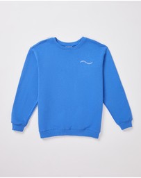 Subtitled - Teen Girls Oversized Wave Origin Fleece Crew Neck Jumper