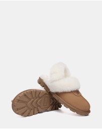 EVERAU - Australian Shepherd Ugg Waffle Fluffy Double Faced Sheepskin Upper House Shoes