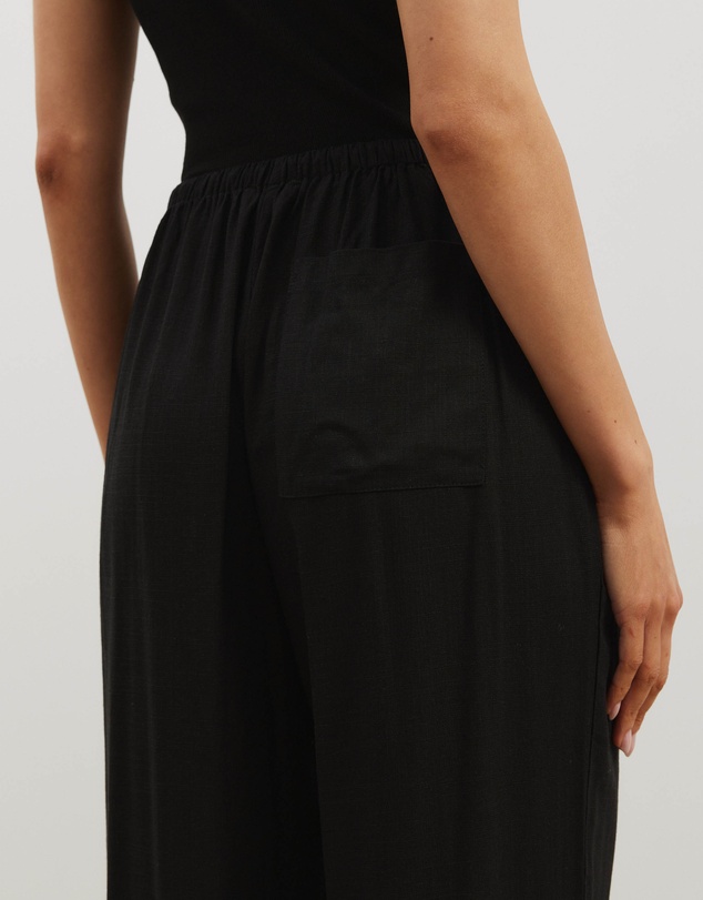 Atmos&Here - Tenley Wide Leg Drawstring Linen Blend Pants