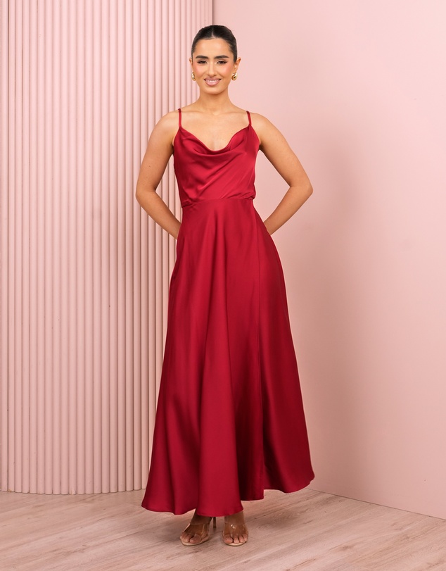Azzurielle - Quinby Cowl Neck Satin Gown