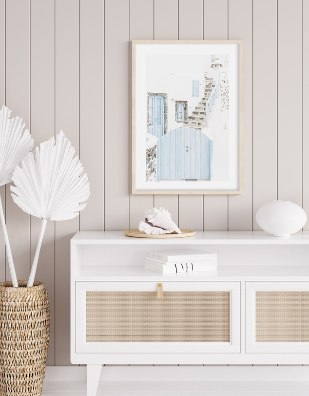 Olive et Oriel - Little Blue Gate Santorini Art Print