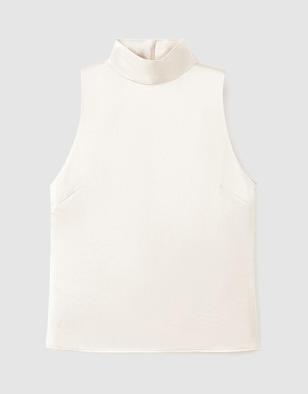 M.N.G - High Collar Satin Blouse