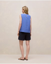 Trenery - Delave Linen Shell Tank in Vivid Blue