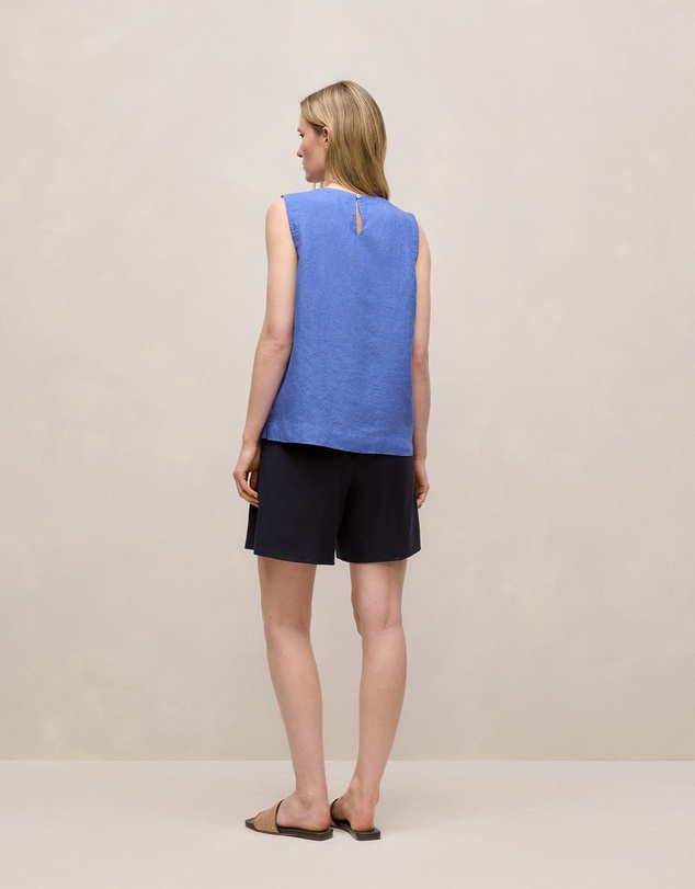 Trenery - Delave Linen Shell Tank in Vivid Blue