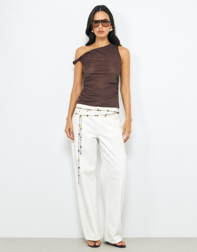 AERE - Chloe Mesh SS Off Shoulder Top