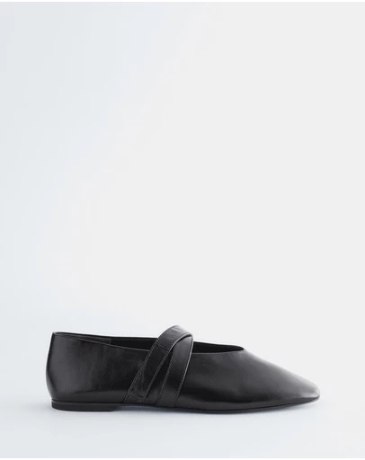 & Other Stories - Cross-Strap Leather Ballet Flats