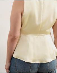 Atmos&Here Curvy - Sylvie Satin Lace Trim Top