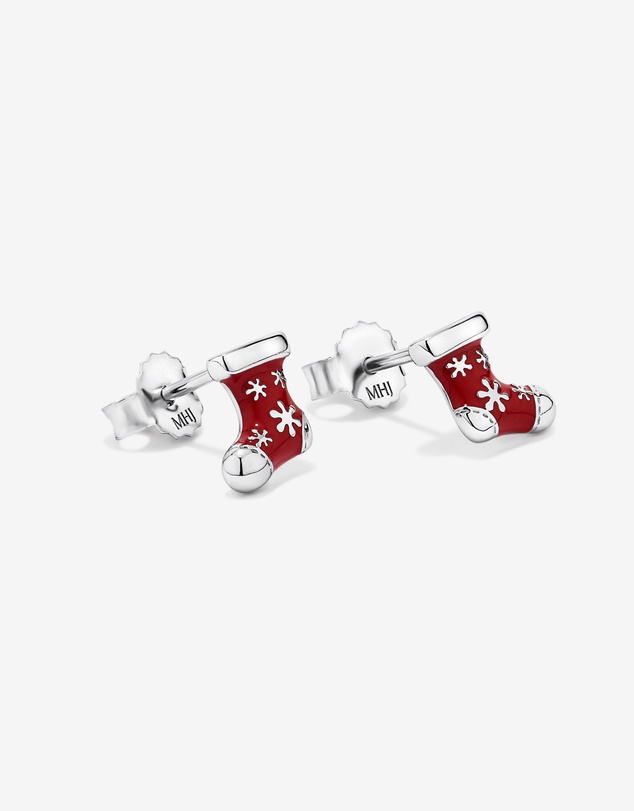 Michael Hill - Christmas Stocking Stud Earrings with Red Enamel in Sterling Silver