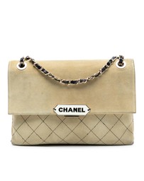 Pre-Loved by Azura Reborn - Pre-Loved Quilted Suede Retro Label Flap