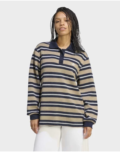 adidas Originals - STRIPE KNITTED POLO TOP Womens
