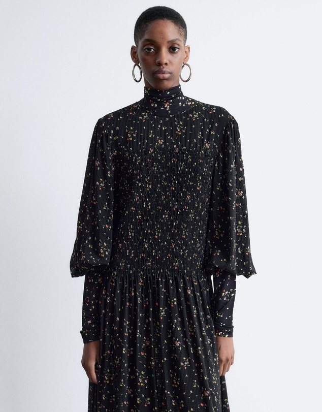 & Other Stories - Smocked Balloon-Sleeve Midi Dress