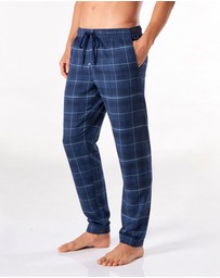 Mitch Dowd - Mens Check Herringbone Pyjama Pant - Navy