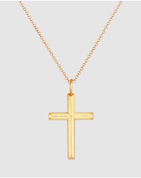 Kuzzoi - ICONIC EXCLUSIVE - Necklace Chain with Cross Pendant Massive in 925 Sterling Silver Gold Plated