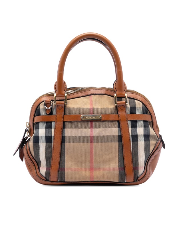 Pre-Loved by Azura Reborn - Pre-Loved Small Leather Trimmed House Check Canvas Bridle Orchard Satchel