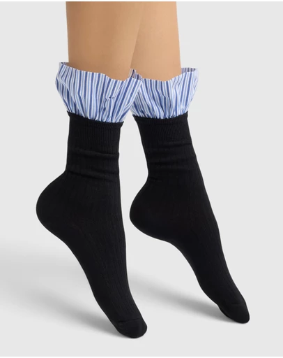 High Heel Jungle - Lauren Pinstripe Cuff Socks