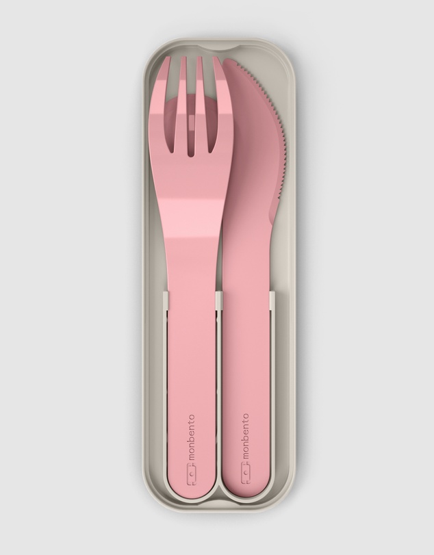 Monbento - Monbento Mb Pocket Plastic Cutlery Set - Colour Pink Blush