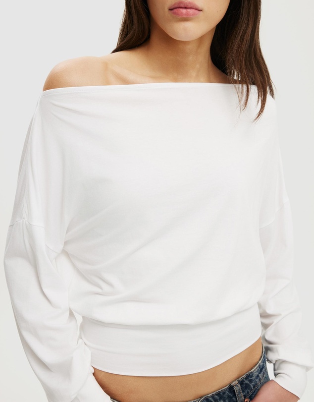 Cotton On - Sage Off Shoulder Long Sleeve Top