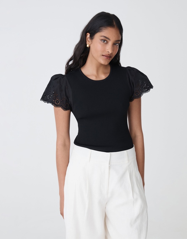 Forcast - Sasha Embroidery Knit Top